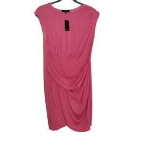 NWT Eloquii Women's Plus Sz 18 Pink Sheath Dress Draped Flattering Stretch